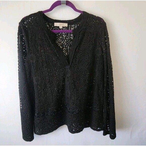 LOFT Crochet See Thru Long Sleeved Top - Medium - Picture 1 of 6